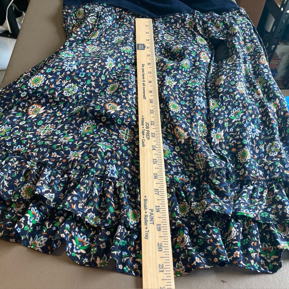 Tory Burch 100% Silk Printed Shift Dress with Ruffles | Elbow Length Sleeves - Picture 10 of 14